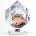 Photo Frame Crystal Glass Cube on Stand, crystal glass block stands